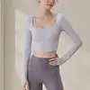 Ropa de Yoga para Mujer para Otoño e Invierno, Nuevo Top Transpirable de Gama Alta con Mangas Largas y Almohadillas en el Pecho para Deportes, Pilates y Entrenamiento de Fitness