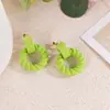 Pendientes acrílicos de pintura esmerilada de colores para mujer, redondos huecos, sin perforación, clip para oreja, moda exagerada, vacaciones, Ocio