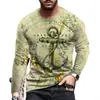 Camiseta de manga larga para hombre con estampado 3D, Camiseta estampada de manga larga para hombre de Amazon Europa y América