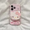 Adecuado para Apple 18Promax Lanyard de Felpa Rosa Kitty Kt Gatito iPhone Teléfono Móvil Estuche Blando y Duro Personalización