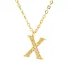 En Stock al por Mayor Colgante Alfabeto de 26 Letras con Diamantes de Acero Inoxidable Europeo y Americano Cadena para Clavícula Collar de Acero de Titanio para Mujeres