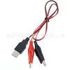 USB macho convertir pinza de cocodrilo hembra base cabeza convertir pinza de cocodrilo línea de prueba cable de alimentación USB batería clip de energía de batería