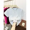Verão 2026 Novo 230g 40s 92% Algodão 8% Elastano Gola Redonda Estampa de Estrelas Brilhantes por toda a peça Manga Curta Camiseta Versátil