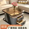 Sala de estar, uso doméstico, nuevo modelo 2026, mesa de centro pequeña, minimalista, lujo ligero, alta gama, mesa de café plegable de estilo italiano simple con tapa de losa de roca