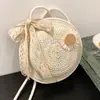 Bolso tejido a mano de hilo de algodón, diseño de nicho de verano, bolso redondo pequeño, accesorio para fotos de playa, bolso cruzado versátil para mujer