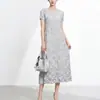 Vestido plisado para mujer talla grande, sensación de lujo ligero y alta gama, falda plisada de diamantes, estilo de verano, manga corta, ropa de exportación de comercio exterior