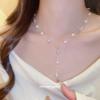 Nuevo collar de perlas artificiales de doble capa apiladas, exquisita cadena de clavícula de moda transfronteriza, elegante cadena de lana ligera de lujo francesa