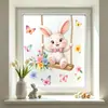 Conejo de Pascua Columpio Mariposa Decoración Embellecer Tienda Vidrio Electrostático Puerta Ventana Pegatinas Arreglar Flores