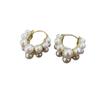 Pendientes de Perlas de Doble Fila Luz de Anillo Lujo Nicho Único Diseño Avanzado Broche de Oreja 2024 Nuevos Pendientes Retro Únicos para Mujer