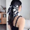 Super Fada Floral Grande Laço Fita Presilha Senso de Design Mori Parte de Trás da Cabeça Clipe Tubarão Tecido Chiffon Clipe para Rabo de Cavalo