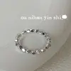 Anillo Abierto de Plata de Ley S925 con Plata Triturada Ouni Diseño de Nicho Joyería Ins Coreana Anillo para Dedo Índice para Mujeres