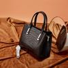 Bolsa Tote Grande e Prática em Couro Genuíno com Padrão de Crocodilo, Bolsa de Mão Feminina Moderna e Estilosa, Bolsa de Ombro Versátil para Mulheres