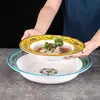 Prato de tigela A5 melamina imitação porcelana chinês criativo redondo prato de prato frio pé pequeno chifre boca rasa tigela para macarrão misto restaurante comercial