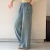Jeans de Cor Clara para Meninas Estilo Novo Primavera 2026 para Meninas Mais Velhas, Calças Reta Estreita para Alunos do Ensino Fundamental, Calças Wide Leg para Primavera e Outono