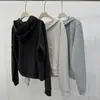 Sudadera con capucha de felpa suave para uso diario para mujer, gris azulado claro, corte ajustado, estilo casual holgado, con cremallera, chaqueta corta fina de felpa