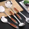 Juego de Cuchara y Espátula de Acero Inoxidable 3cm No Magnético Espátula de Cocina para el Hogar Mango Largo Cuchara para Sopa Espátula para Sopa Utensilios de Cocina para Cocinar