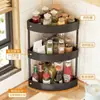 Estante de esquina para encimera de cocina, instalación sin taladro, estante triangular de esquina de pared semicircular para almacenar botellas y frascos de especias