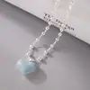 Colar de Contas Coração em Prata Esterlina 925 para Mulheres, Design Simples de Gotejamento de Óleo, Doce Elegante, Corrente de Clavícula em Forma de Coração de Pêssego N1203