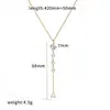 Collar transfronterizo de acero inoxidable bañado en oro de 18 quilates con incrustaciones de diamantes, cadena para la clavícula de acero de titanio con múltiples diamantes, versátil de lujo ligero, cadena para suéter para mujer