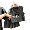Conjunto de Chaleco de Algodón Puro para Niños, Ropa de Verano de Algodón Puro sin Mangas con Pantalones Cortos para Niños, Nuevo Conjunto de Dos Piezas de Verano para Niños y Niñas
