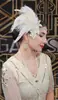 Diadema de Plumas de los Años 20 Tocado Aleación Flor Pedrería Borla Diadema Accesorios para Fiesta de Máscaras Europeo y Americano
