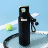 Taza térmica de apertura rápida con un solo toque, taza con pajilla de acero inoxidable 316, diseño elegante para mujeres y hombres, botella de agua portátil, taza de agua portátil para ciclismo