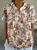 2026 Transfronteiriça Tendência Amazon Europeia e Americana Verão Novo Retrô Casual Estampa Floral Camisa Feminina de Manga Curta
