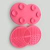 Almohadilla de Limpieza Redonda Doble Herramienta de Belleza de Silicona Artefacto de Limpieza de Brochas de Maquillaje Bandeja de Limpieza Portátil Almohadilla de Limpieza de Silicona