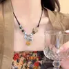 Coleção de Colares Mais Vendidos de Jingdezhen Novo Estilo Étnico Chinês Corrente Longa de Suéter de Cerâmica Acessórios com Pingente de Estilo Antigo para Mulheres