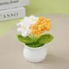 Producto Terminado Creativo: Planta en Maceta Tejida a Mano de Hilo Nomeolvides, Decoración de Escritorio, Regalo para Compañeros de Clase y Maestros Durante la Temporada de Graduación