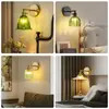 Lámpara de Pared Retro Colorida Estilo Americano con Vidrio Engrosado Verde y Color Ámbar para Comedor, Cafetería, Lámpara de Pared Pequeña Nórdica para Mesita de Noche