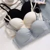 Sujetador de copa media estilo deseo puro para mujeres con poco busto, diseñado para realzar y levantar, sin costuras, sin tirantes, adecuado para el verano, fino y ligero