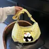 Bolsa de estilo japonés con estampado de cuadros de dibujos animados de alto valor para mujer, bolsa tipo dumpling de gran capacidad para verano, versátil para estudiantes, para ir al trabajo, de hombro o cruzada