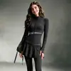 Conjunto de Yoga de Cintura Alta con Pliegues para Mujer, Chaqueta con Cremallera y Cuello Alto, Bloques de Color Adelgazante, Conjunto de Dos Piezas para Gimnasio, Entrenamiento, Pilates