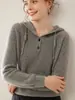 Suéter de Cachemira con Capucha, Nuevo Estilo Otoño e Invierno para Mujer, Sudadera de Punto de Cachemira con Media Botonadura, Suéter Básico de Manga Larga para Usar como Prenda Exterior y Capa Interior
