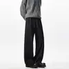 Pantalones casuales de pierna recta textura 2026 simple otoño versátil marca de tendencia americana copo de nieve holgados de pierna ancha para hombre nuevo estilo