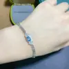 Pulsera de Topacio Azul Suizo Natural Puro, Calidad de Cuerpo Completo, Color Fuego Súper, Tamaño de la Piedra Principal: 5*7mm925