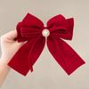 Diadema con lazo rojo de Año Nuevo para mujer, horquilla para la parte posterior de la cabeza, accesorios para el cabello con temperamento, tocado con clip nuevo de alto sentido 2023