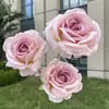 3 Rosas Redondas Grandes Sólidas Artificiais Casamento Decoração de Casa Rosas Falsas Atacado