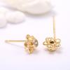 Pendientes de plata 925 transfronterizos con incrustaciones de circonitas y flores, accesorios de joyería DIY, venta al por mayor