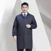 Casaco de Trabalho de Comprimento Médio para Homens, Roupa de Trabalho Azul de Manga Longa à Prova de Poeira, Jaqueta Macacão para Trabalho em Oficina