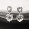 Pendientes con borlas de circonitas de doble amor Super Flash, diseño de nicho femenino, sentido avanzado, dulces, sencillos, que combinan con todo.