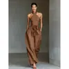 Nuevo Mono de Tela Ancho de Pierna Cruzada con Espalda Descubierta de Tirantes Halter para Mujer Europeo y Americano 2026