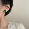 Brincos de Ágata Verde para Mulheres, Brincos Estilo Retrô de Hong Kong, Luxo Acessível, Elegante de Alta Qualidade, Novos Brincos de Calcedônia para Primavera e Outono