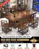 Mesa de Té Grande y Juego de Sillas Una Mesa Cinco Sillas Nuevo Estilo Chino Mesa de Café Juego de Té Integrado Juego Completo Oficina Hogar Estación para Preparar Té