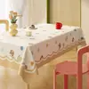 Mantel floral de dibujos animados, impermeable, a prueba de aceite, lavable, aislante térmico, anti-quemaduras, mantel cuadrado para comedor, lujo ligero, sensación de alta gama, mantel para mesa de centro