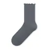Calcetines de verano finos para mujer hasta la pantorrilla, color liso, gris primavera y otoño, estilo ballet Miu, adecuados para combinar con zapatos de cuero pequeños, calcetines largos