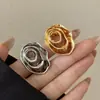 Anel de Flor Espiral com Design Único Anel Aberto Vazado de Moda Versátil Anel de Metal Francês de Alta Qualidade para Mulheres