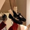 Pronto em Estoque e Enviado em Segundos! Sapatos Estilo Mãe Uva Suli para Meninas Bonitos de Bico Redondo com Salto Grosso Sapatos Mary Jane para Mulheres