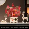 Ornamento de Vaso de Cerâmica para Residência Quente de Luxo Leve Decoração de Flores Artificiais para Sala de Estar Gabinete de TV Presente para Casa Nova